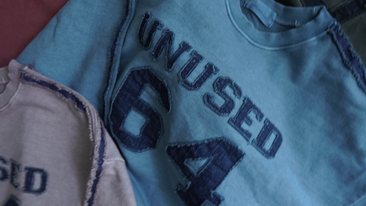 【unused.lab】Sideline denim patch スウェット/Blue