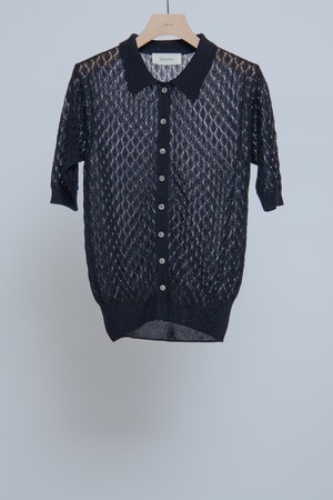 Open Work S/S Knit Cardigan - Black