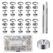 ジャンパーホック ステンレス鋼メタルボタン 15mm 10セット レザークラフト 工具 手芸/家庭/裁縫用 DIY 手作り/ハンドメイド/レザークラフト/鞄/服/ジャケットアクセサリー/財布/キーケース シルバー 収納ケース付き