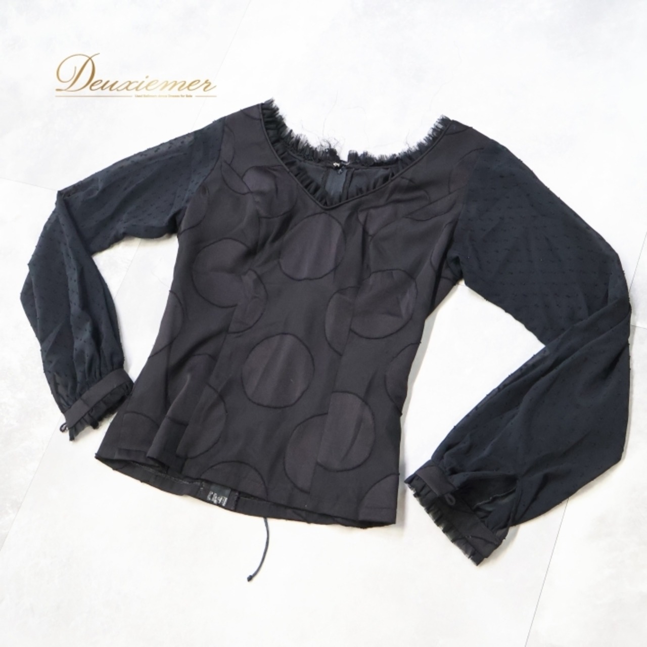 フラメンコ 衣装 ソニアジョーンズ SONIA JOHNES トップス ブラウス 黒 長袖 ダンス パーティ 発表会 水玉 ドット ブラック系 フェミニン モダン スタイリッシュ おしゃれ かわいい フォーマル レディース 高級感