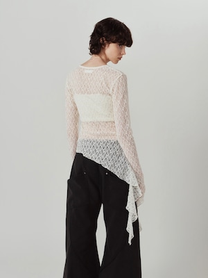 Lace Gathered Top / WHITE