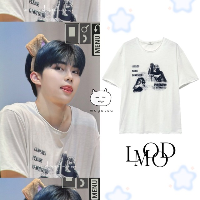 ★ZEROBASEONE ゴヌク 着用！！【LMOOD】ROCKABILLY Slove Scoop Neck Half T-Shirt - 2COLOR