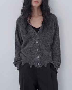 Distressed cut-off cardigan　TH3606