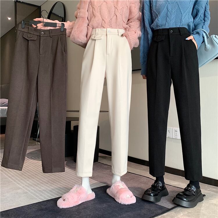 カジュアルパンツ オータムウィンターハイウェストウェストルーズ 秋物 冬物 1号婦人21898202438