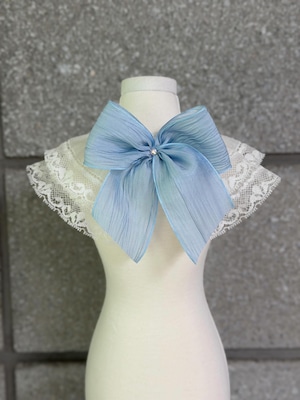 即納販売 MAMU Mellow lace cape(Blue)ブルーブローチ付き 韓国ハンドメイド
