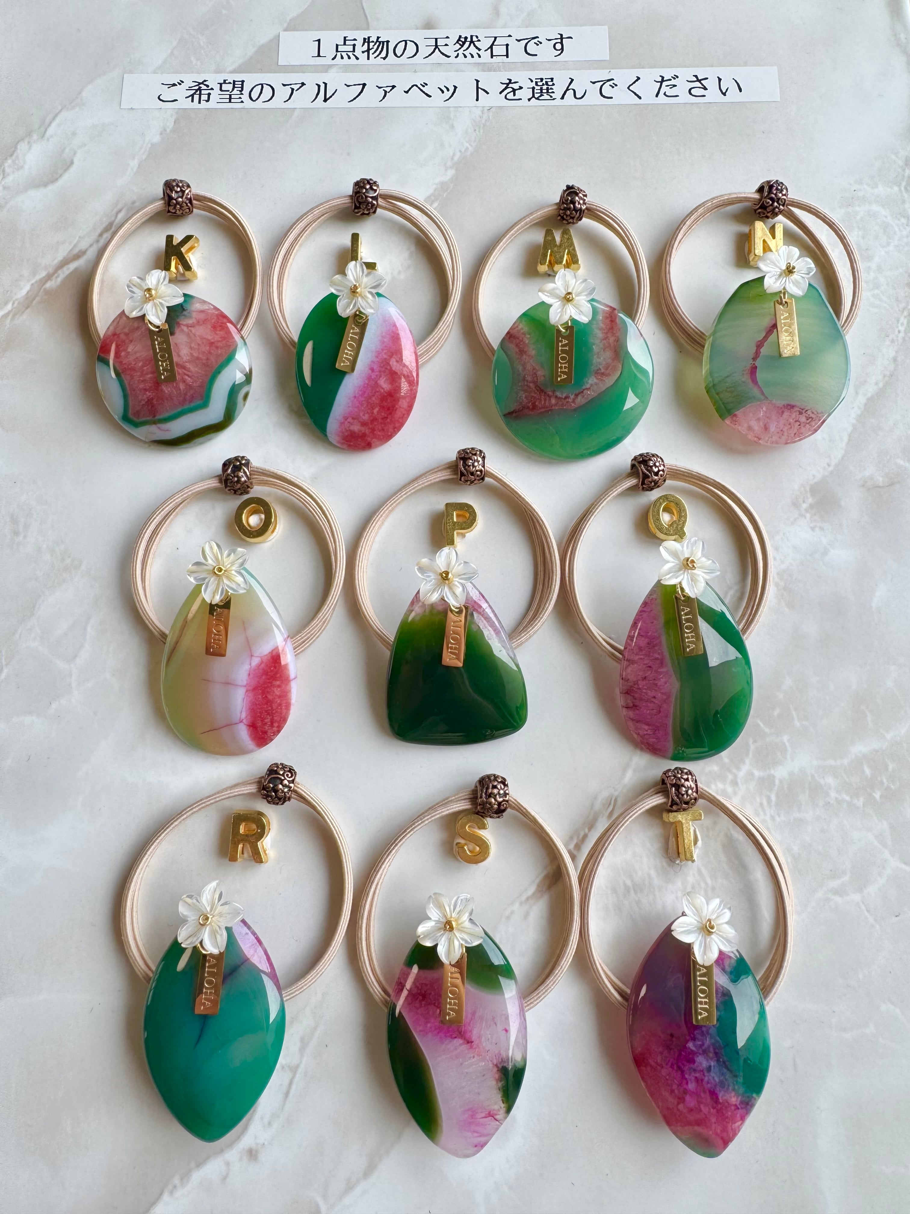 Gradation agate×Plumeria hair accessory(グラデーションアゲート瑪瑙