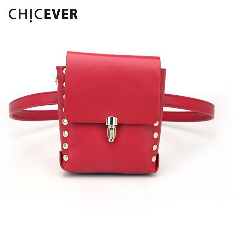 CHICEVERリベットベルトバッグ付きPuレザーレッドメタルボタンレディースアクセサリー2020 ハーネス 6base548403139532