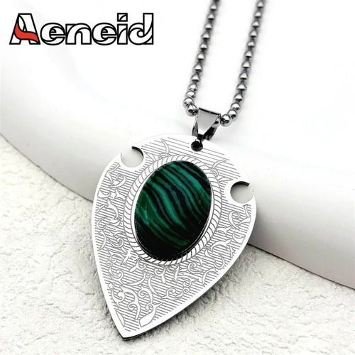 ペンダント  ステンレス シルバー ストーン ドロップ 車 レディース メンズ スチール BOHO マラカイト カー