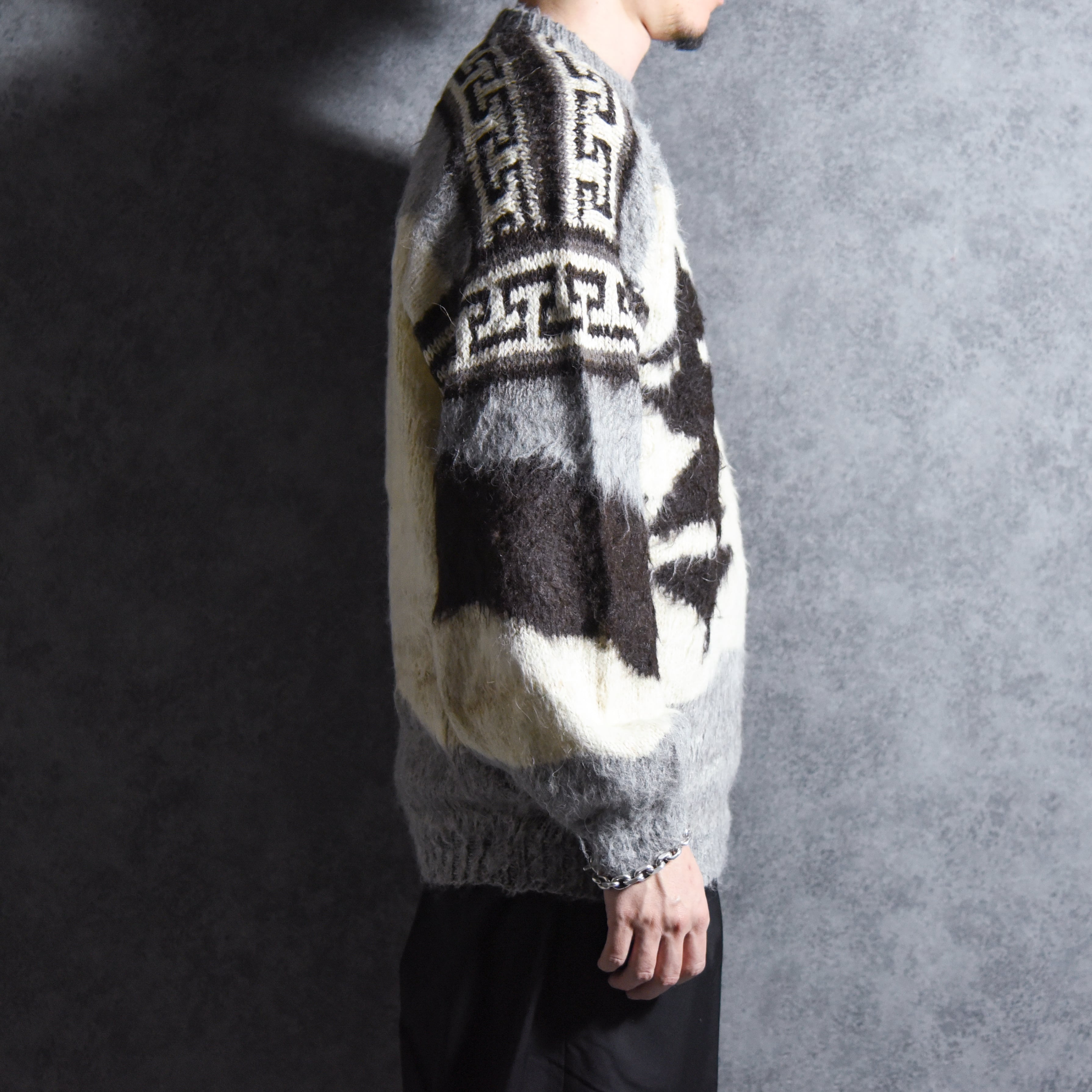 80-90s Alpaca Whole Garment Knit Sweater Made in Bolivia アルパカ