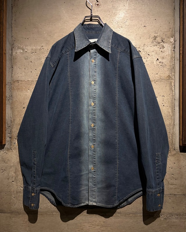 【Caka】“VERSACE JEANS COUTURE” Fade Design Vintage L/S Denim Shirt