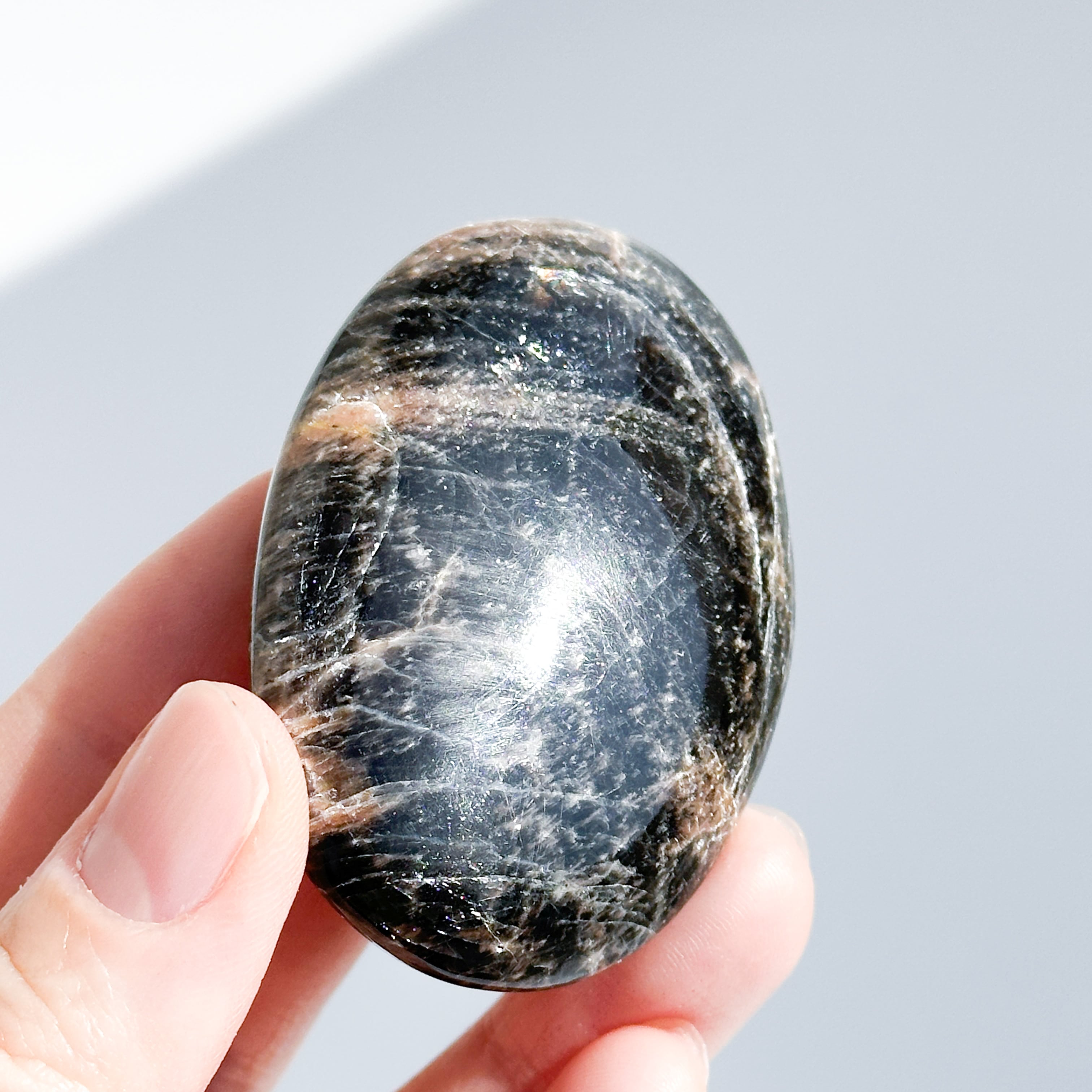 ブラックムーンストーン パームストーン21◇ Black Moonstone ◇天然石