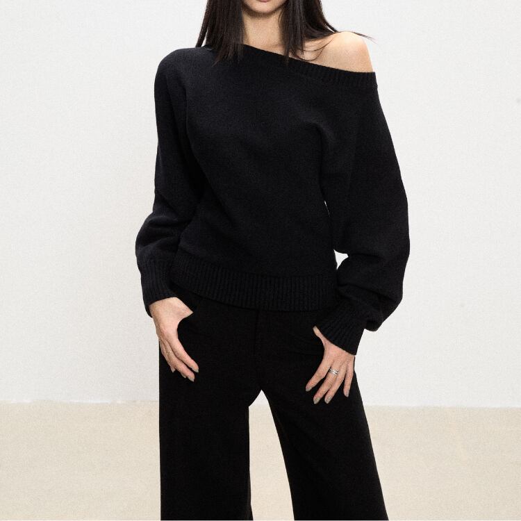 オフショルダー クロップド丈 プルオーバー YH9834