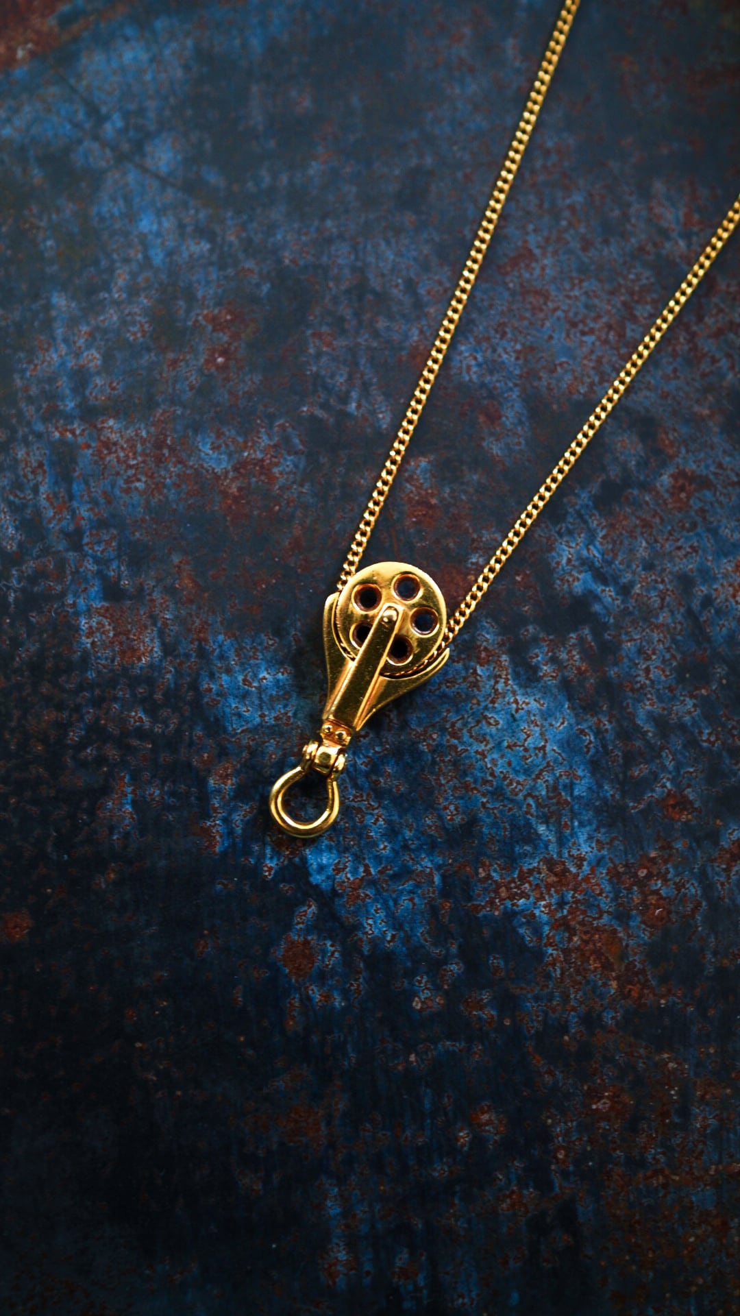 【1970s】TIFFANY&Co. ティファニー × RALPH LAUREN ラルフローレン イエロー ゴールド プーリー ネックレス 《K18 ダブルネーム 滑車 ヴィンテージ オールド メンズ レディース》