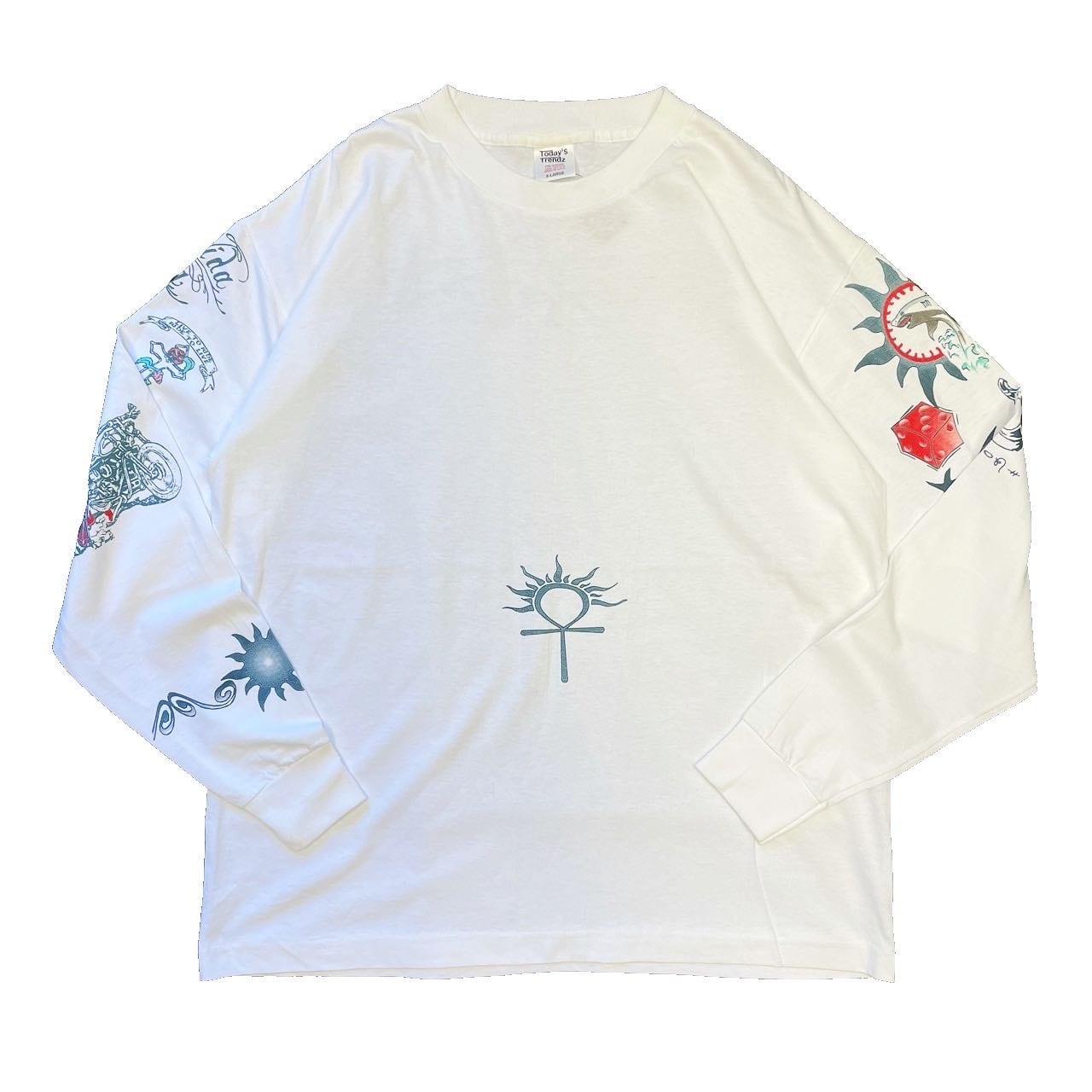 90's~ TODAY'S TRENDZ “Dennis Rodman” Tattoo print L/S T-shirt