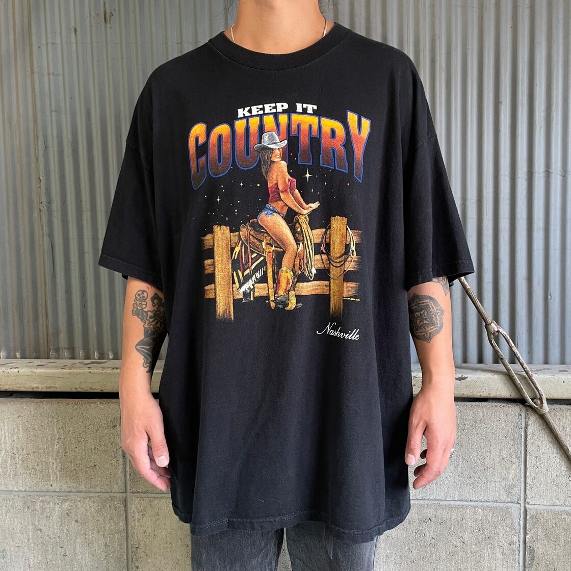 00年代 KEEP IT COUNTRY COWBOY エロ プリントTシャツ メンズ2XL 古着 