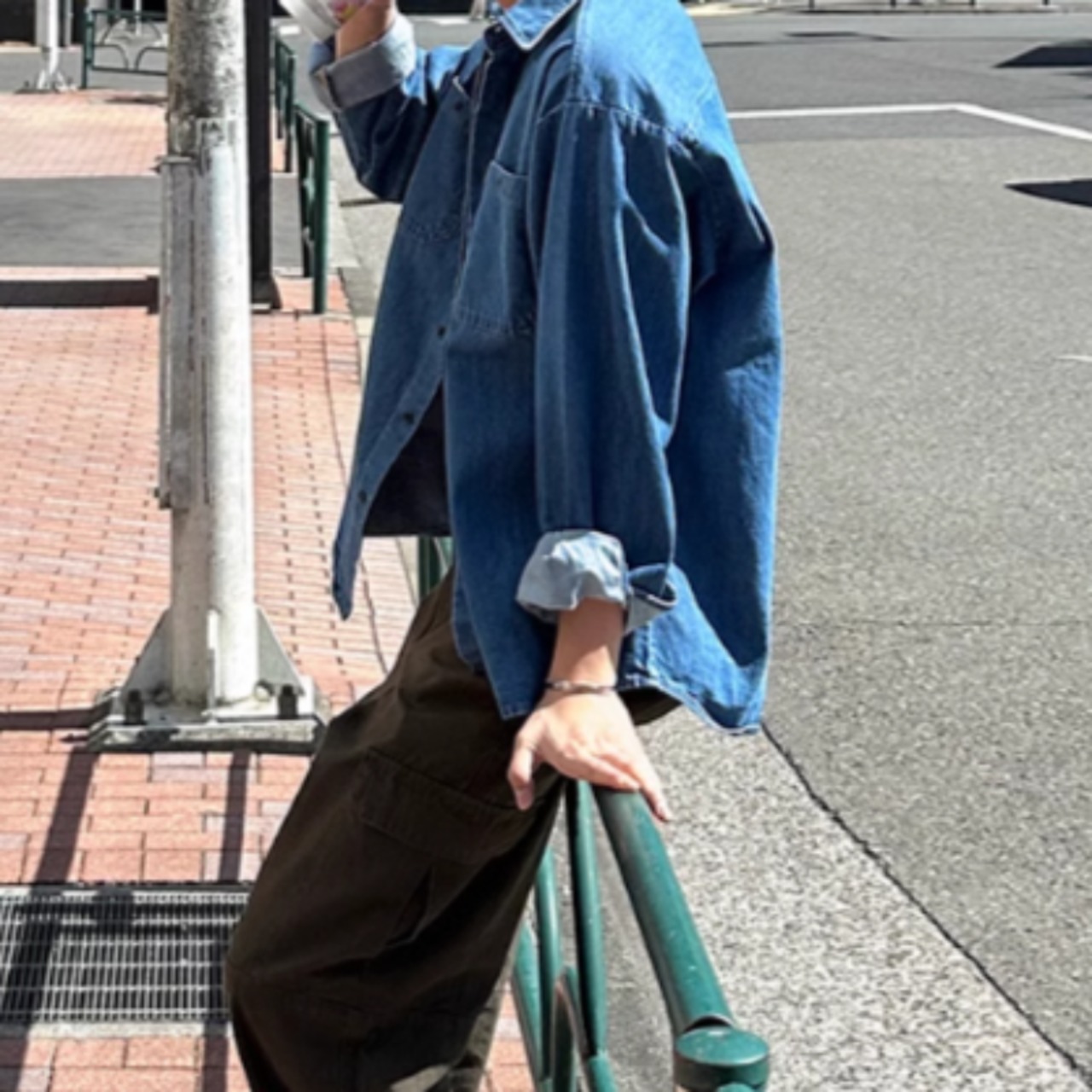 レトロウォッシュデニムシャツ　0835