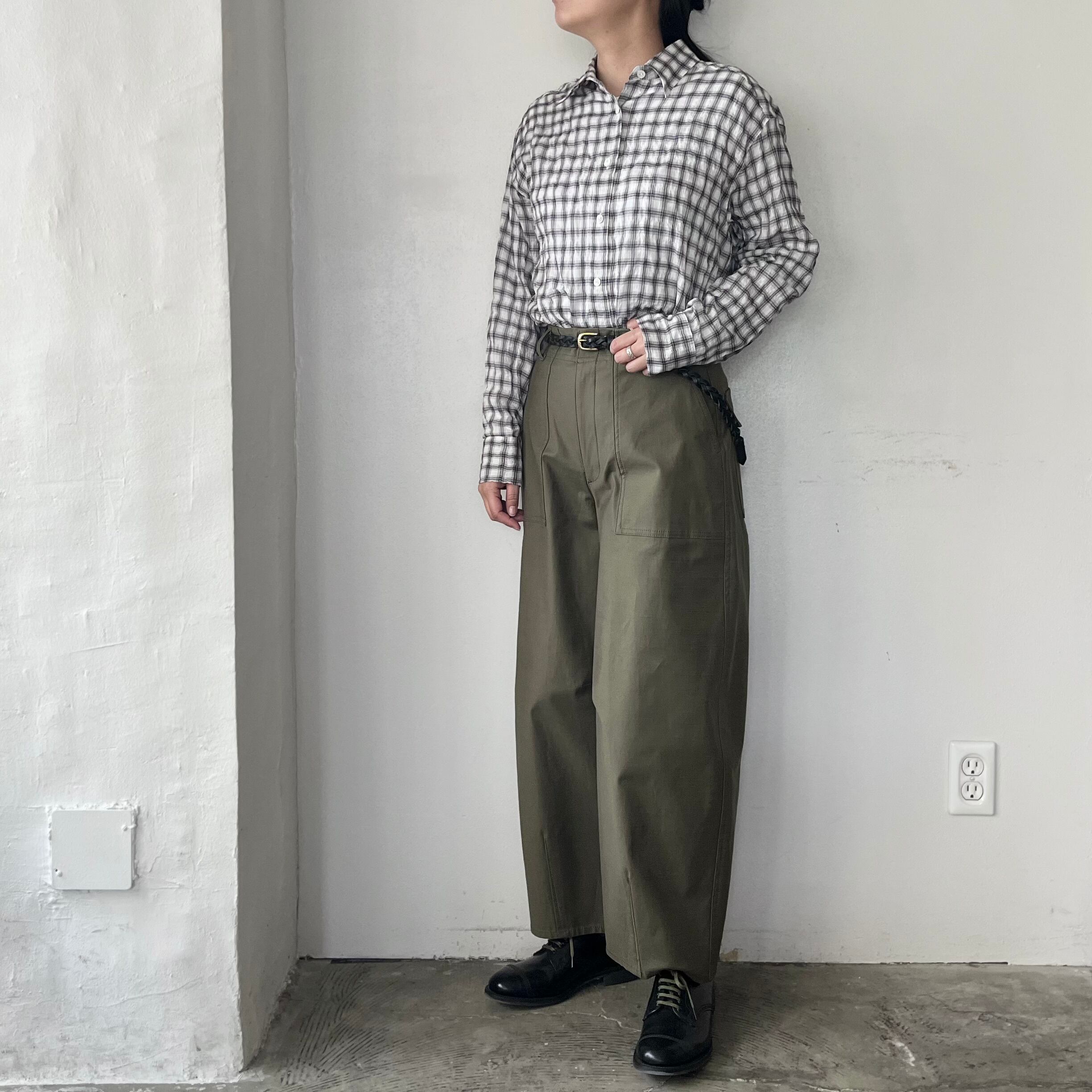 Liyoca コットンシャーリングチェックシャツ