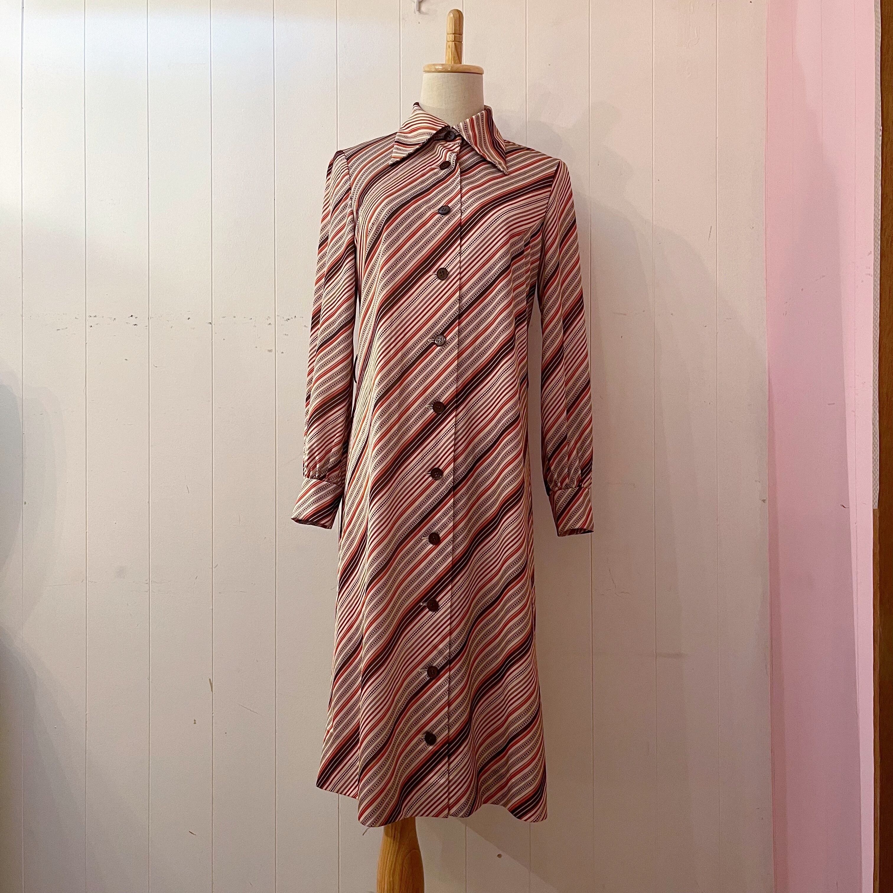 brown orange stripe one-piece