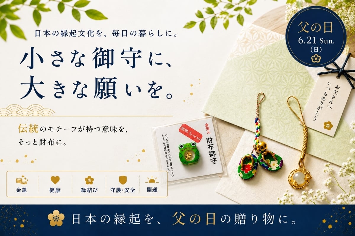 金箔入り 財布御守 お守り｜無事かえる 招き猫 めで鯛 小槌 達磨 5種