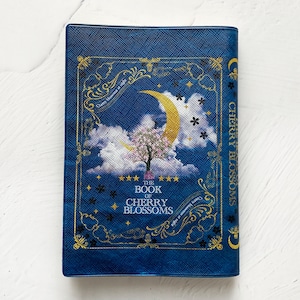 架空の洋書 夜桜の本（BLUE） ブックカバー
