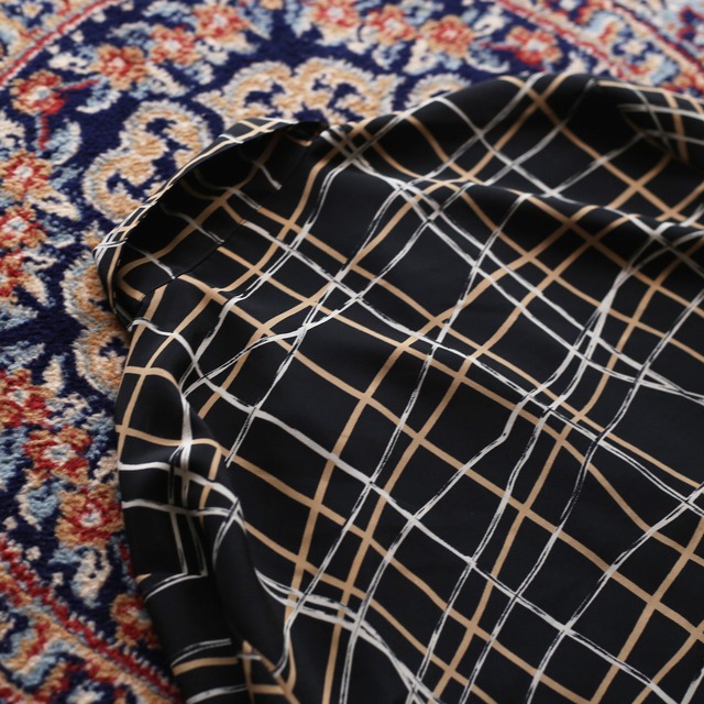 double color uneune grid pattern l/s shirt