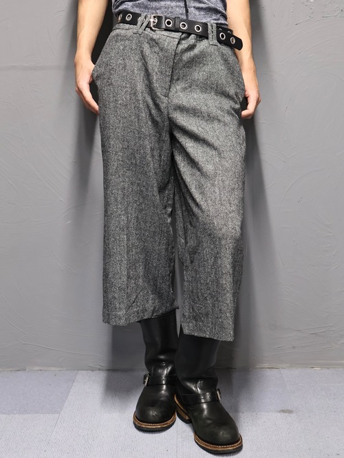 grey cropped straight slacks