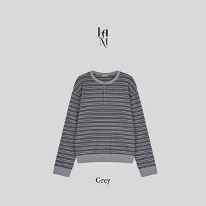 Stripe Textured Henley Neck Knit (3color)
