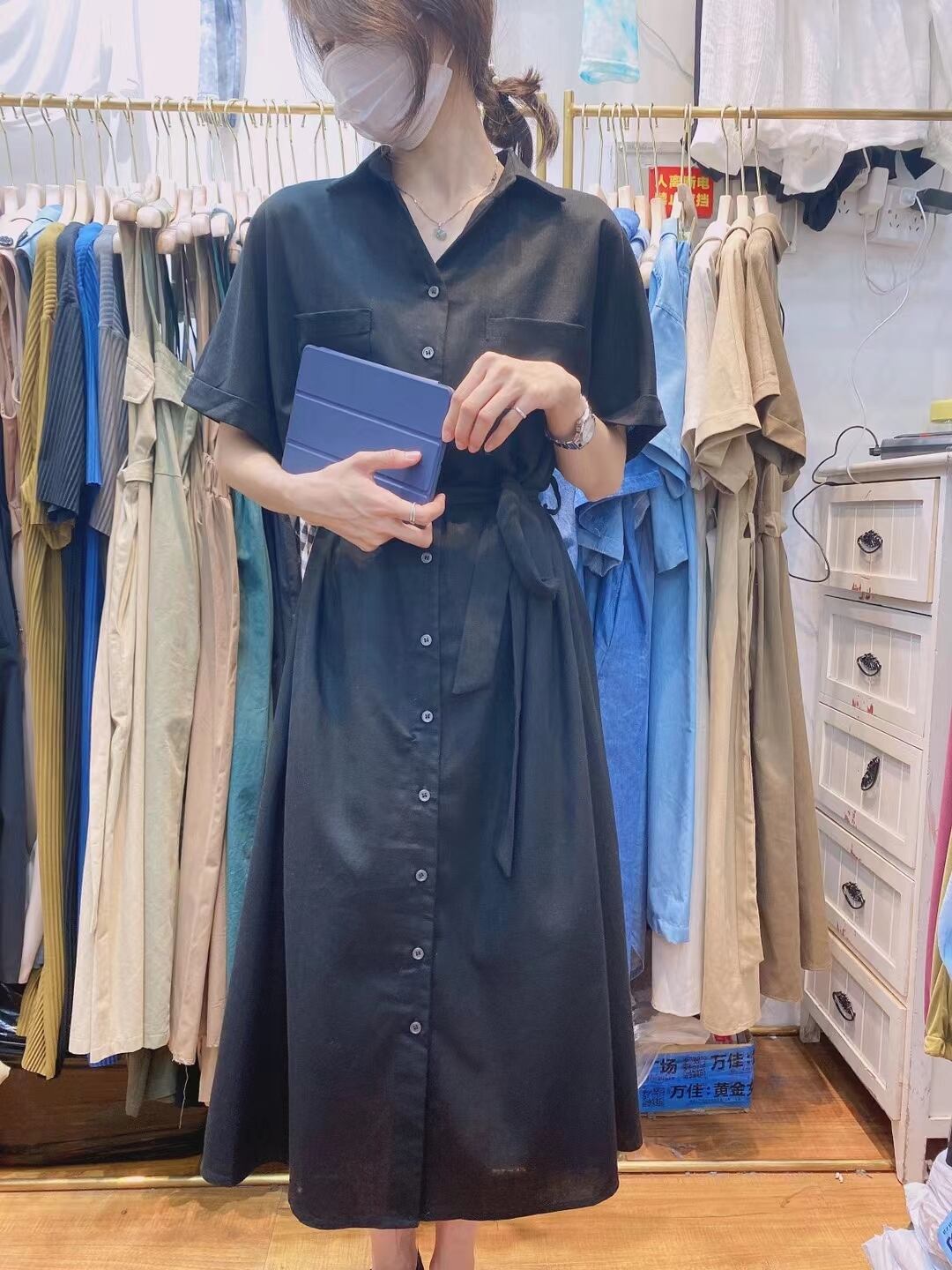 シンプルシャツワンピース　AJ33167-6162