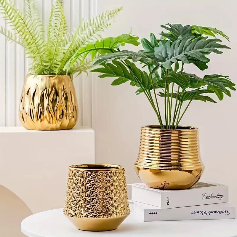 プランター フラワーポット フラワーベース 植木鉢 ゴールド