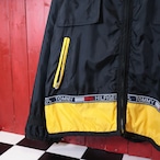 90s TOMMY HILFIGER ナイロンジャケット ミドル丈 黒×黄 トミー L