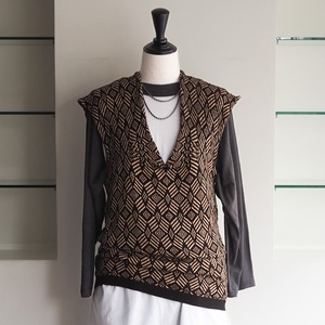 90s Dries Van Noten Double V-Neck Jacquard Sweater Vest