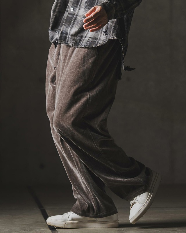 【GLIMCLAP】ベロアファブリック ワイドストレートパンツ　(19-016-gla-cf)