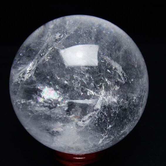 水晶 丸玉 虹入り 79mm スフィア 置物 水晶玉 一点物 151-8914