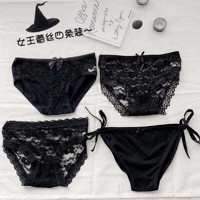 ブラックメッシュの透明でセクシーなレースのパンティーレディース、快適で薄い、ミッドウエストとヒップのブリーフ、気質の潮 YY-ファッション96915075690