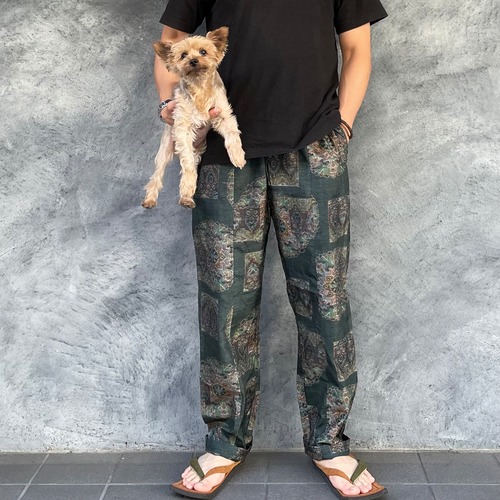 着物リメイクパンツ - kimono elastic waist pants