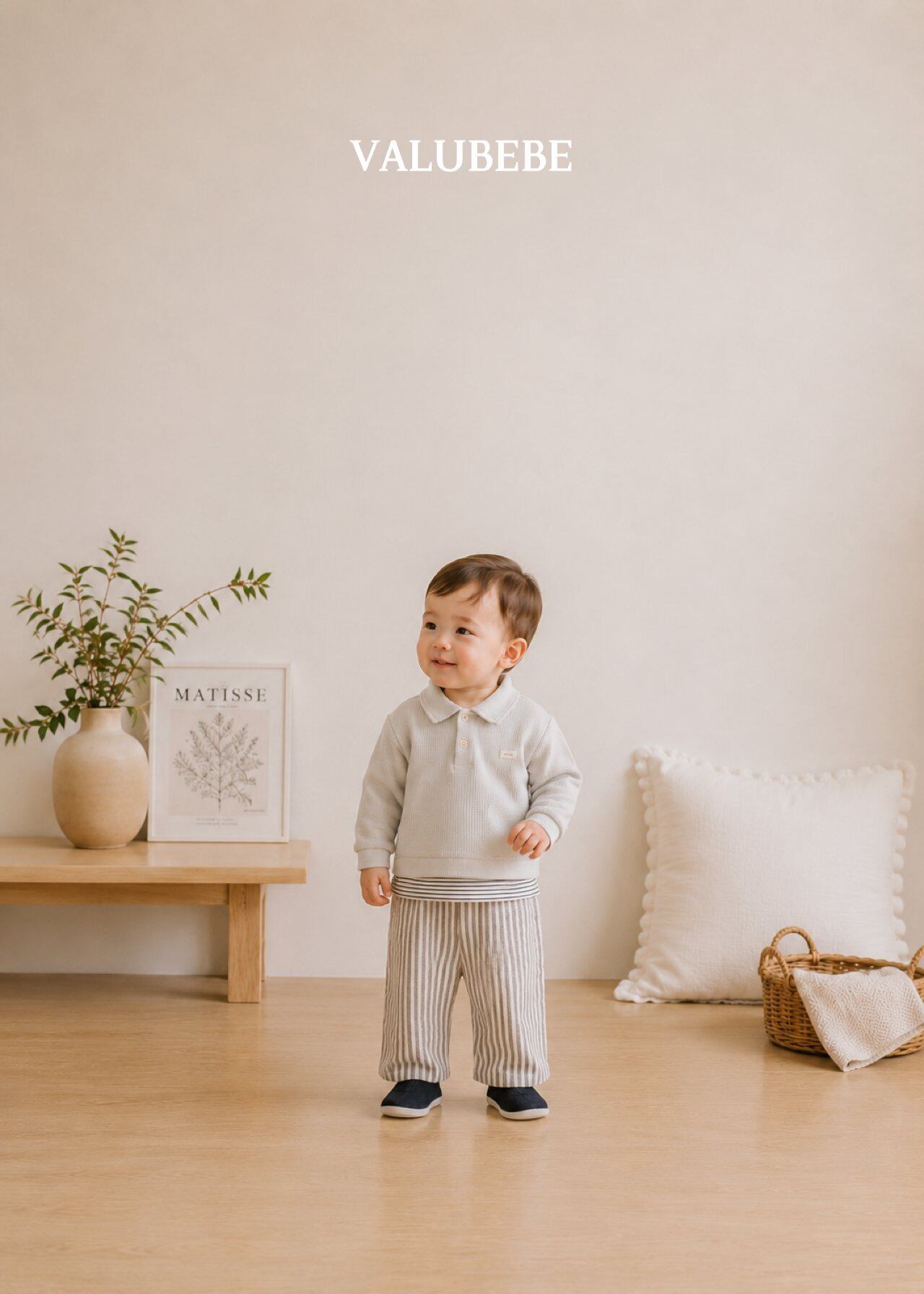 送料無料【予約】/ ストライプボタンチノパンツ / valubebe