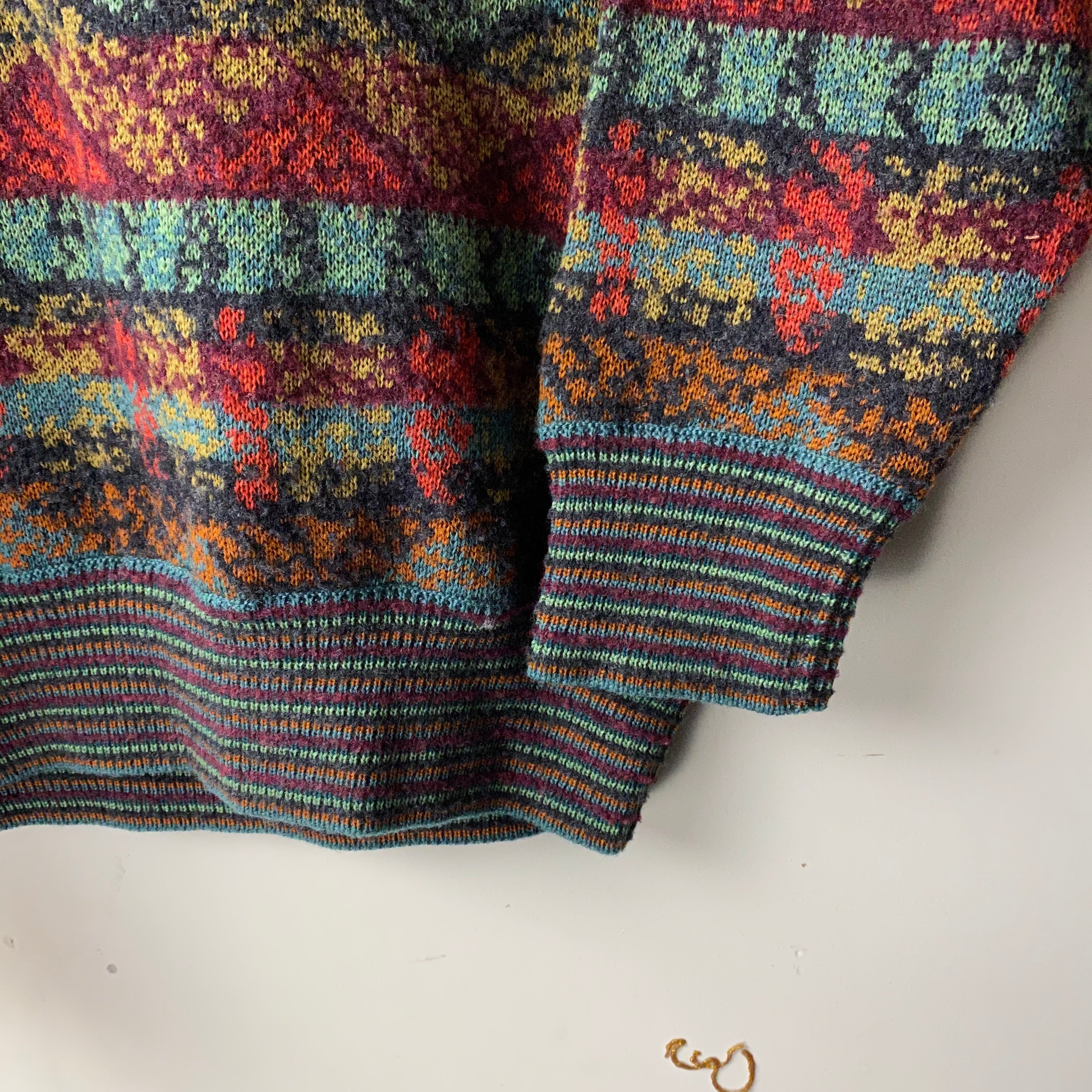 vintage MISSONI SPORT zig-zag pattern knit sweater with collar 