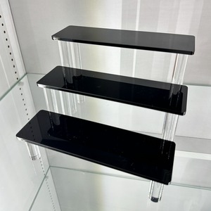 【受注生産】ディスプレイ雛壇 20cm 3段 ブラック（つやあり）
