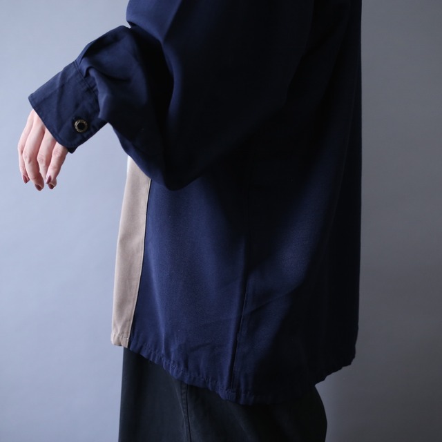 "刺繍" multi color switching design over silhouette shirt