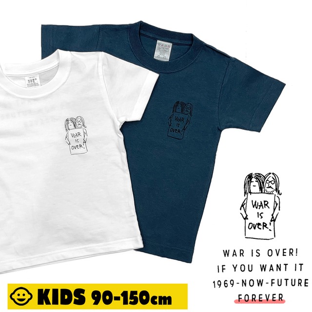 【キッズ】「WAR IS OVER」音楽　Tシャツ kids 5001-jy-wio
