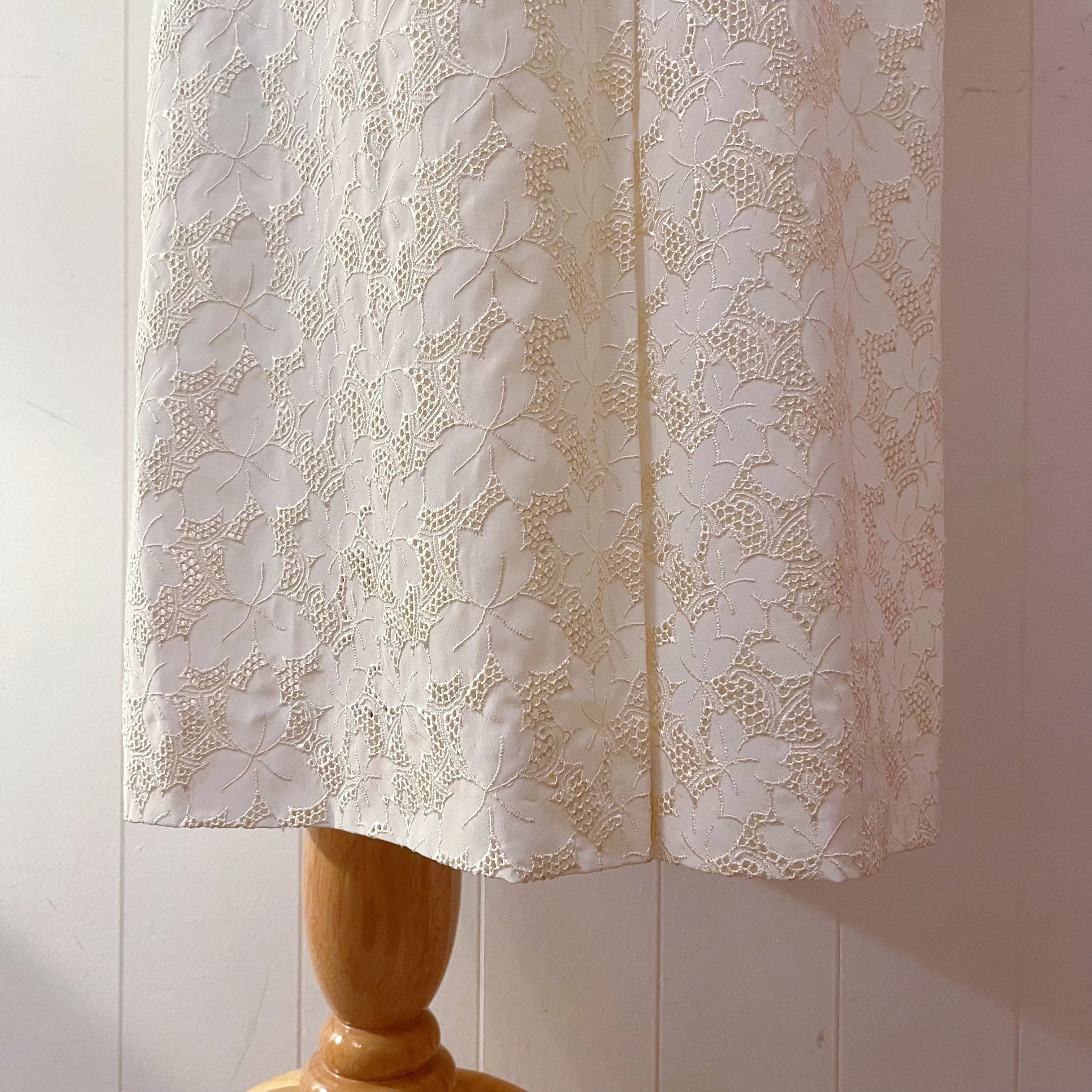 white leaf lace ribbon one-piece