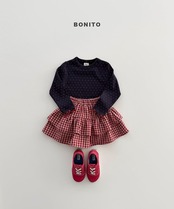 韓国子供服 / BONITO / 26Autumn / チェック柄 ティアードスカート / 秋服 *12M~JM *