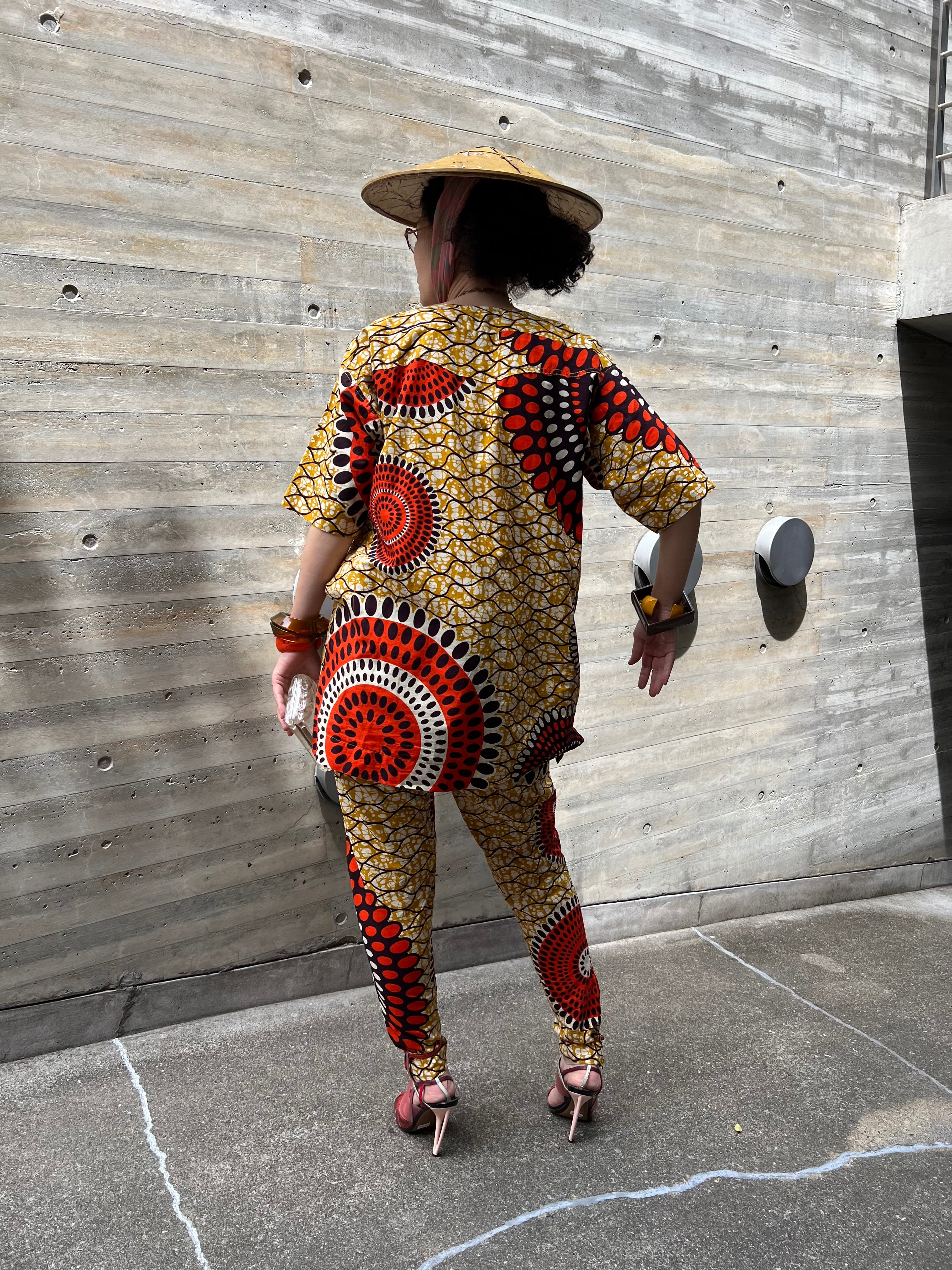 Vintage african batik cotton pants suits ( ヴィンテージ アフリカン