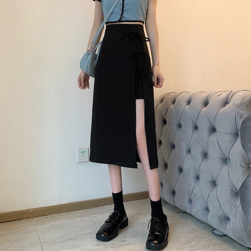 ブラックスカート Aラインサマーロング 夏物 試着室2101071165