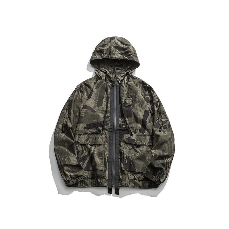 Road Vintage Autumn Camouflage Hooded Jacket Male Youth Student Workwear Jacket Men's TideTop-アリババ オータム 秋物 ビンテージ hip6-161123049830964