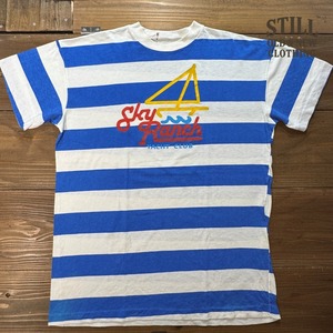 1980's   SKY RANCH YACHT CLUB BORDER PRINT T-SHIRT   /  1980年代  スカイランチ ヨットクラブ ワイドボーダー プリントＴ