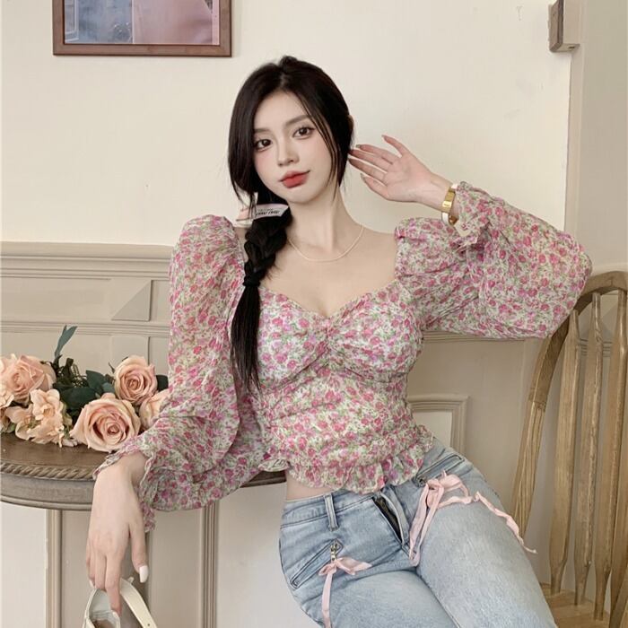 スタイルスタンダードフローラルブラウス カジュアルショートシャツ レディース ロング レトロ 花柄 ドラファッションホール98280455883