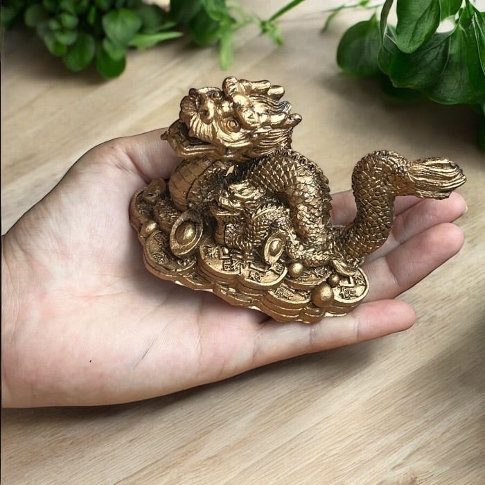 美術品・アンティーク・コレクション 龍 置物 青銅製 ドラゴン像 木製