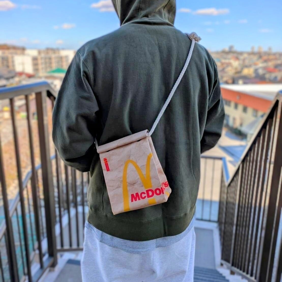 再入荷！【マクドナルド （McDonald） ロゴ2】 ロープショルダーバッグ / 紙袋風 / Food Bag 〚アメリカン雑貨 アメトイ〛