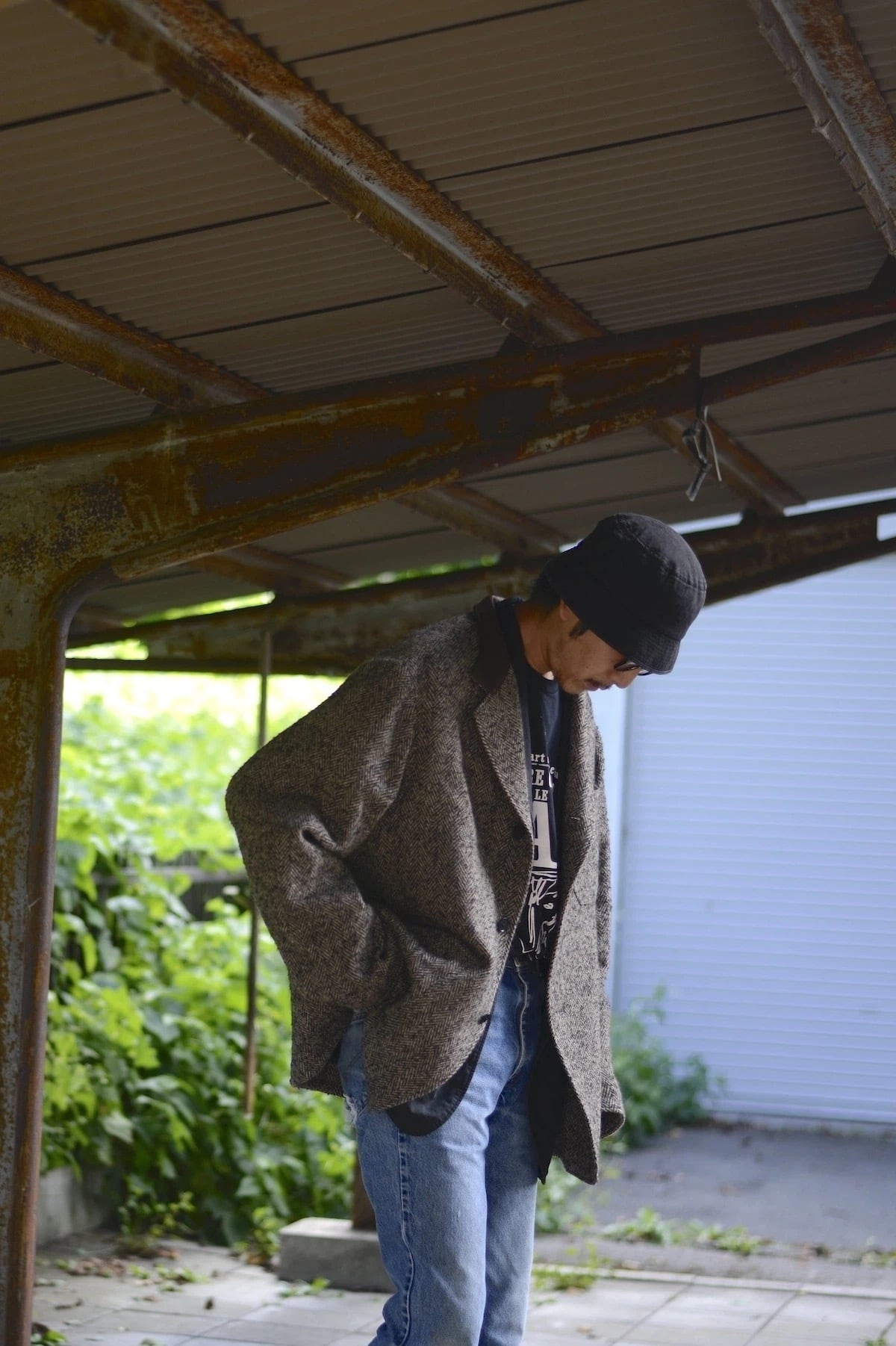 KAPTAIN SUNSHINE / Ex.herringbone tweed square over jacket | nariwai